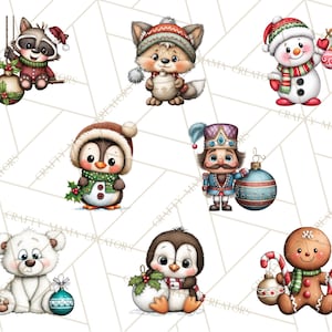 60 Png, Julfigurer på Ornament PNG, Jul Clipart, Söt Jul Clip Art, Festliga Utskrivbara PNGs, Ornament Kul bild 8