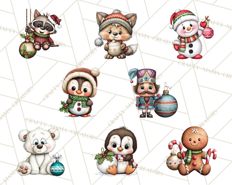 60 Png, Julfigurer på Ornament PNG, Jul Clipart, Söt Jul Clip Art, Festliga Utskrivbara PNGs, Ornament Kul bild 8