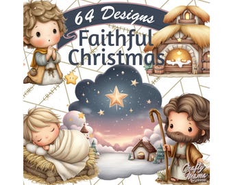 64 Png Krippe Clipart PNG, Christian Weihnachten Digitaler Download, Baby Jesus Maria Josef Engel, religiöse Urlaub Clip Art Printable