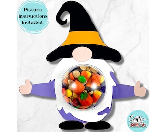 Halloween Candy Dome Svg, Kids Halloween Svg, Witch Gnome Svg, Halloween Candy Holder Svg, Halloween Candy Ornament Svg, Halloween Candy Svg