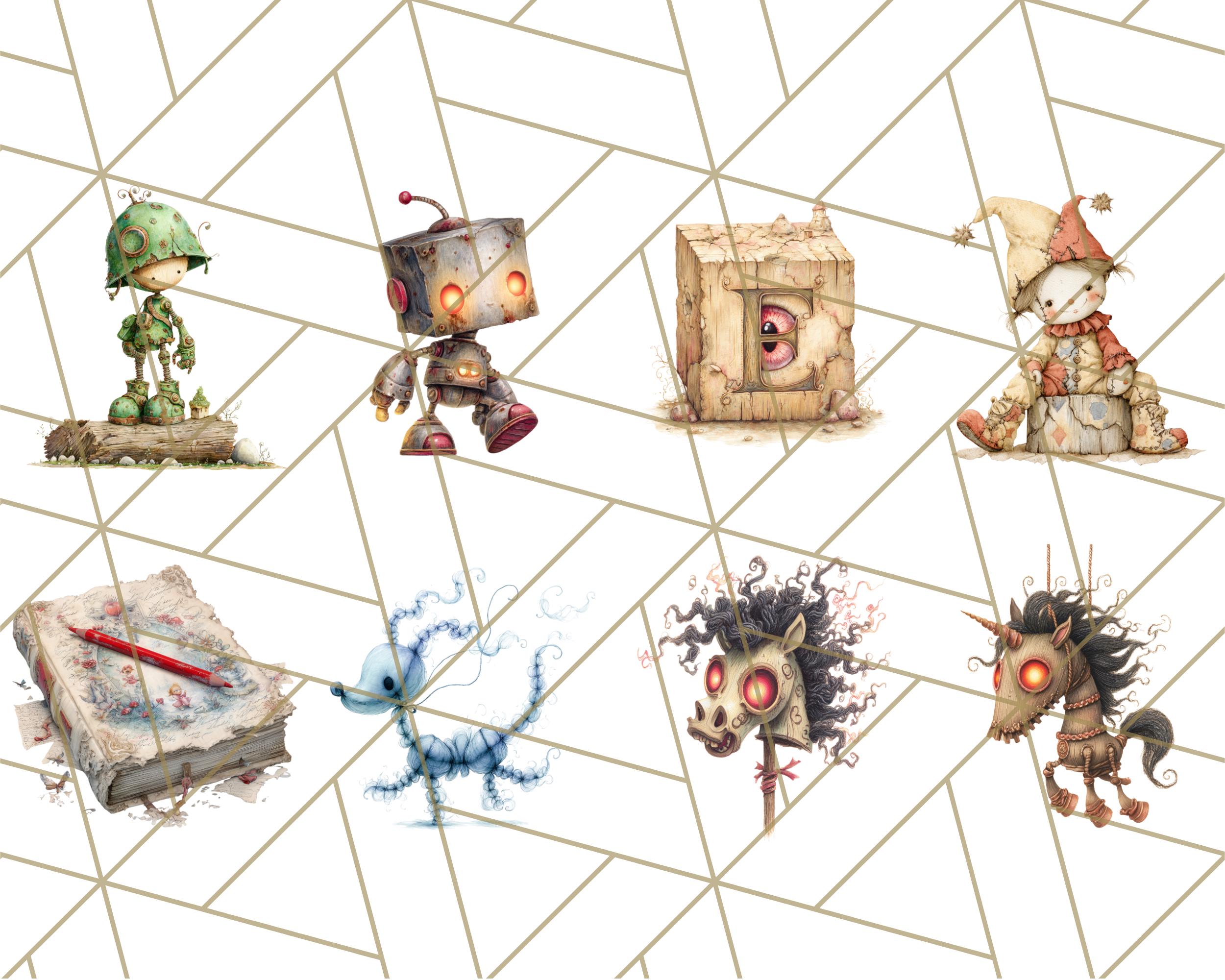 Possessed Toys Clipart 56 PNG Files, Haunted Toy Characters, Spooky ...