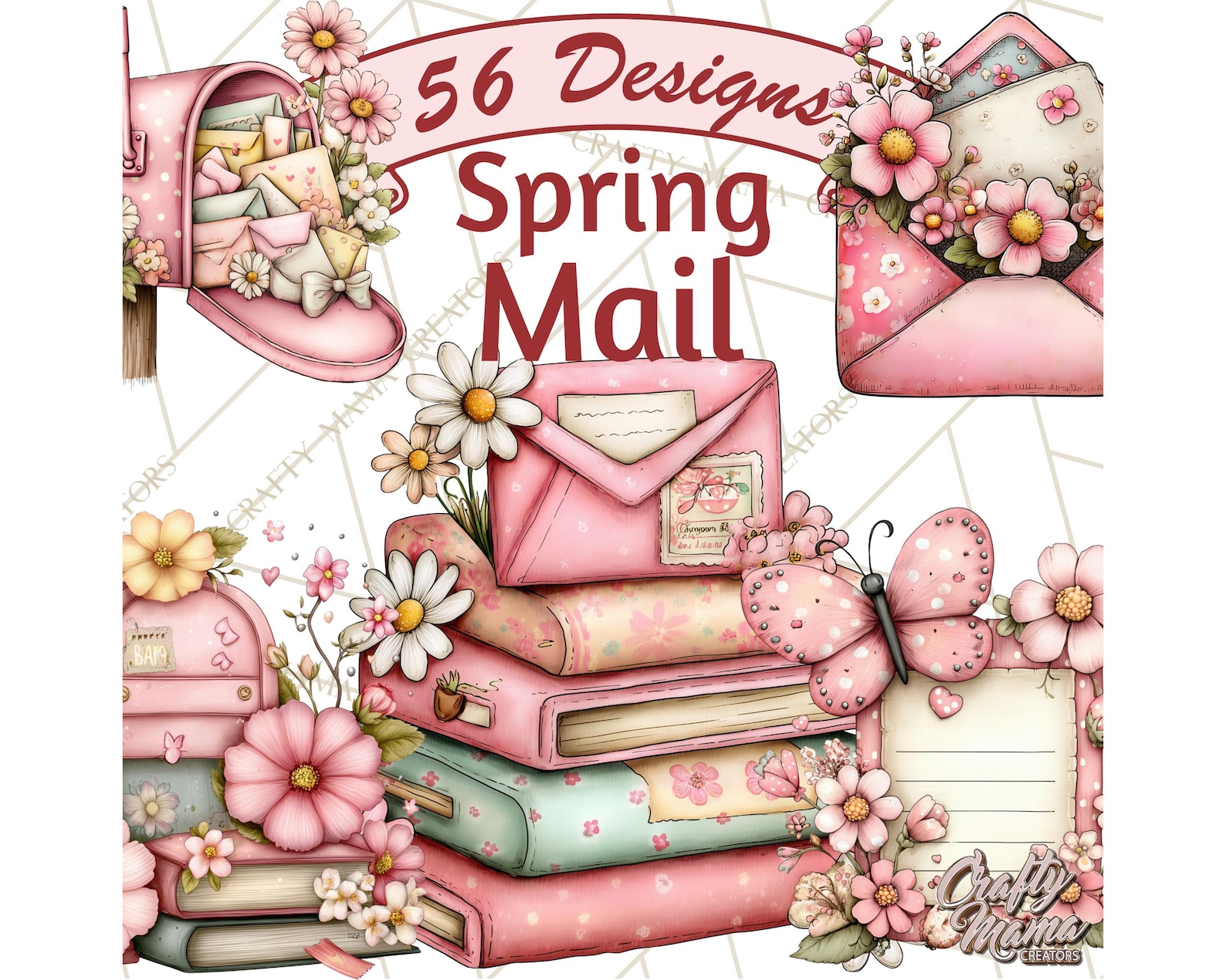 Spring Mail Stamp 56 Png Spring Letters Mail Clipart PNG, Floral Envelopes, Spring ...