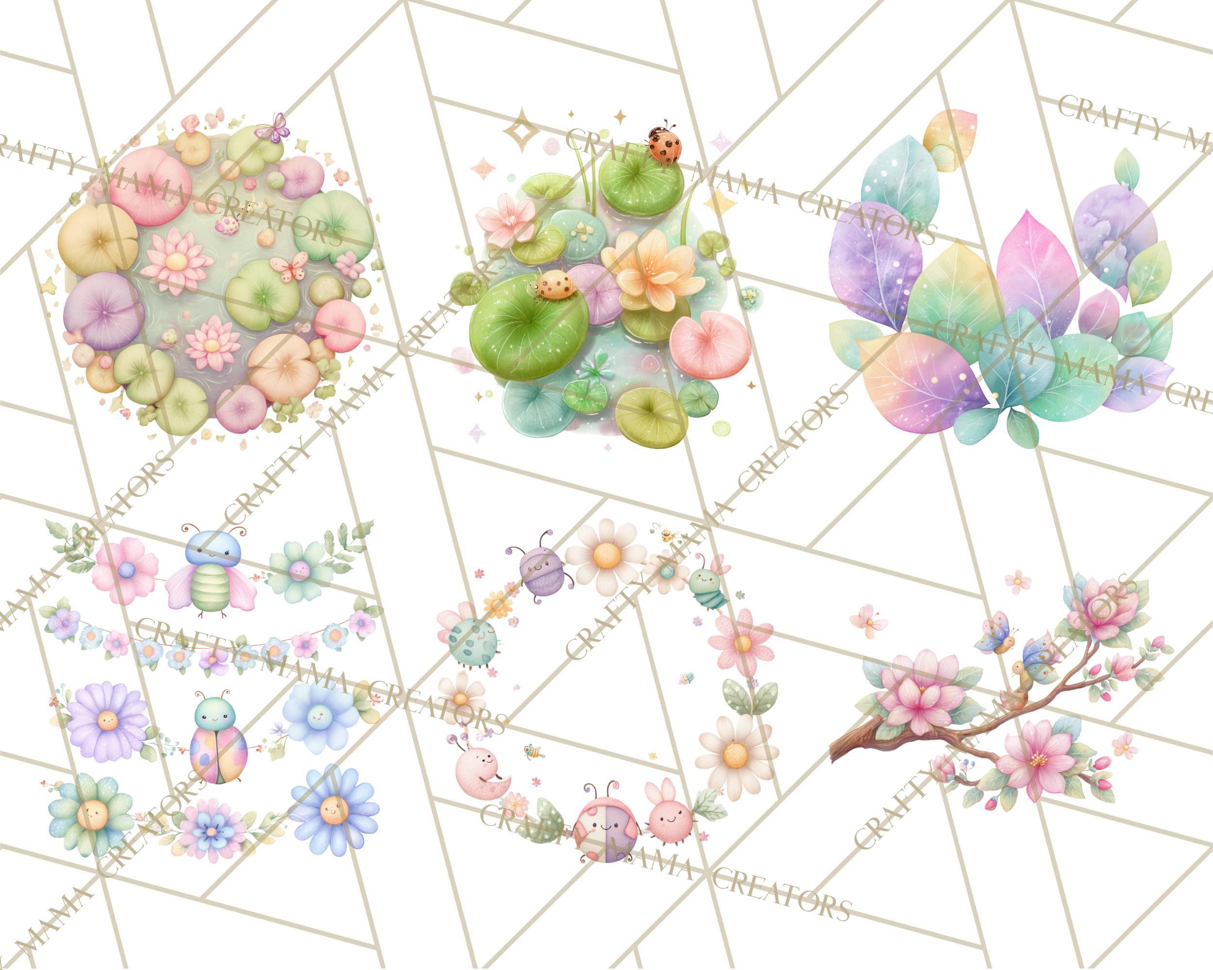 52 Png Spring Insects Clipart PNG, Cute Baby Bugs Watercolor Mini World ...