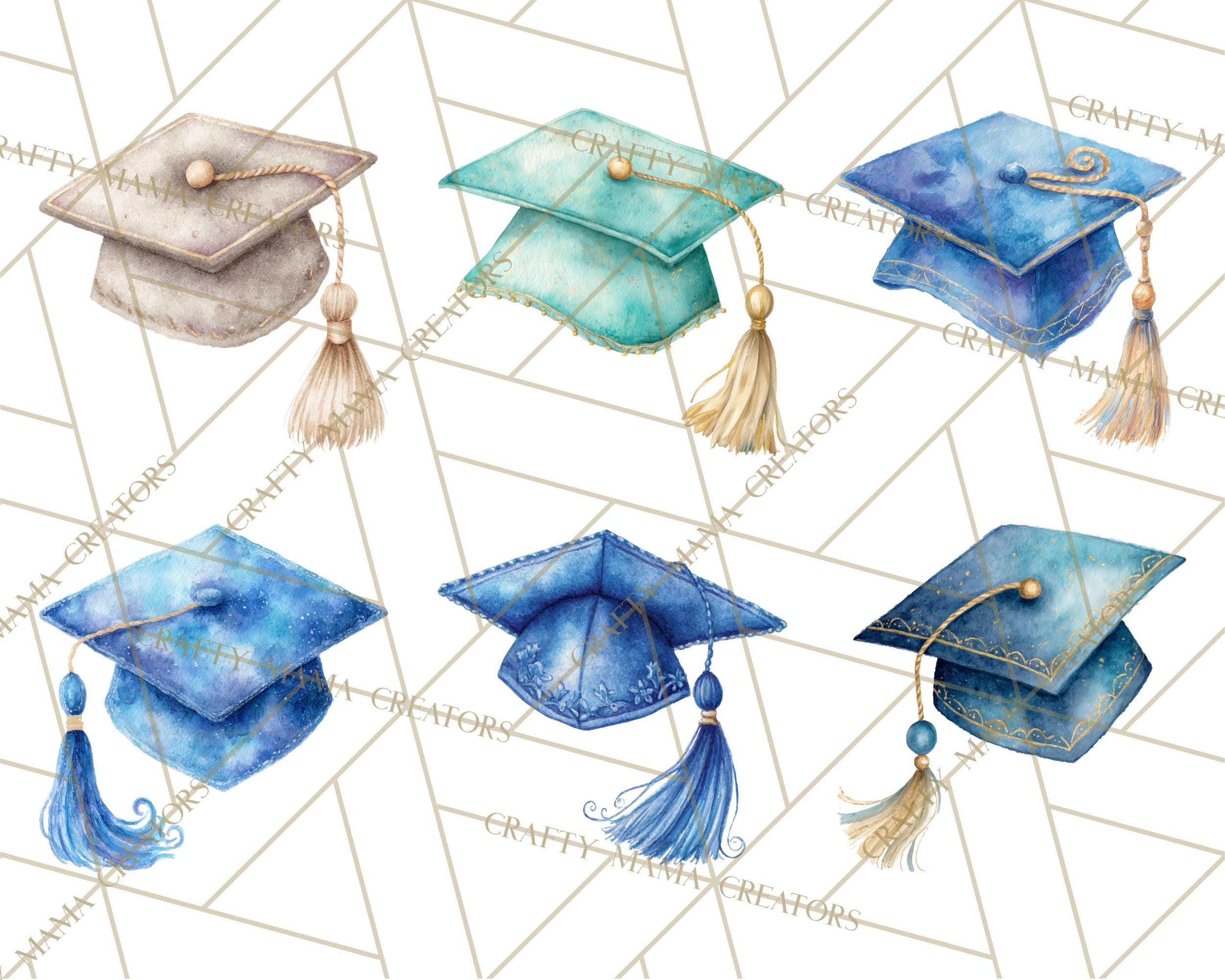 48 Png, Graduation Cap Clipart PNG, Watercolor Graduation Hat With ...