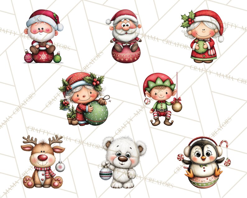 60 Png, Julfigurer på Ornament PNG, Jul Clipart, Söt Jul Clip Art, Festliga Utskrivbara PNGs, Ornament Kul bild 4