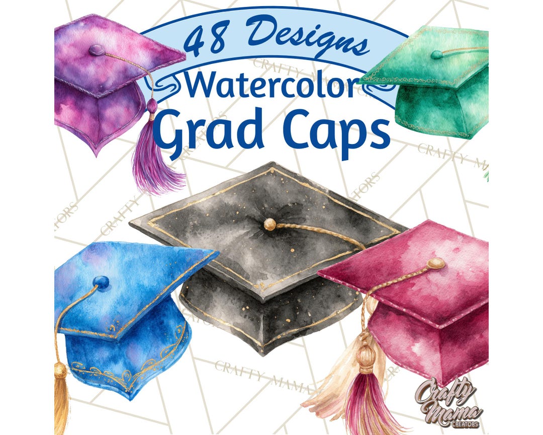 48 Png, Graduation Cap Clipart PNG, Watercolor Graduation Hat With ...