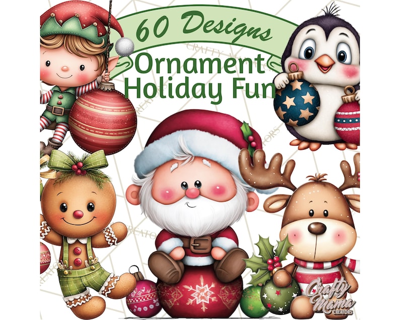 60 Png, Julfigurer på Ornament PNG, Jul Clipart, Söt Jul Clip Art, Festliga Utskrivbara PNGs, Ornament Kul bild 1