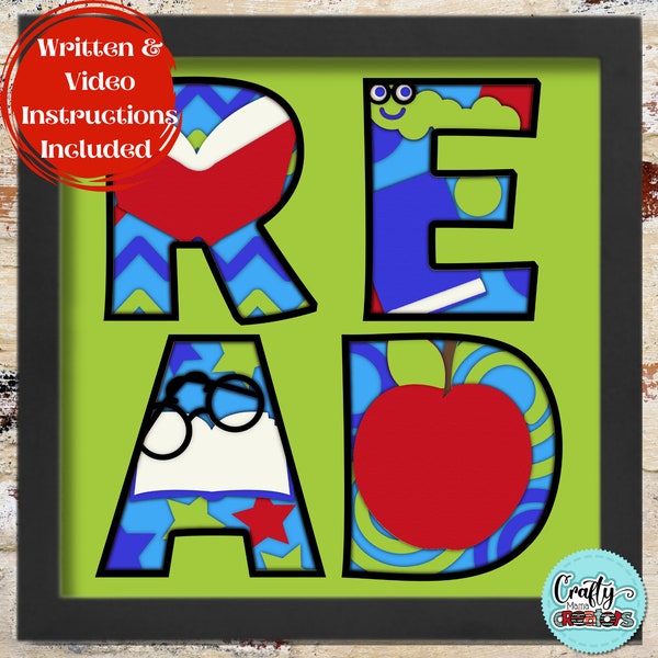 Teacher Shadow Box, School Shadow Box SVG, Teacher Read Books Layered Papercut, Librarian Gift SVG Files For Cricut with Easy Instructions