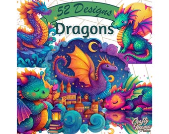 Cute Dragon Clipart, Whimsical Fantasy Dragon PNG, Minimalist Magical Creatures, Pastel Dragon Clip Art, Crystal Mountain Illustration