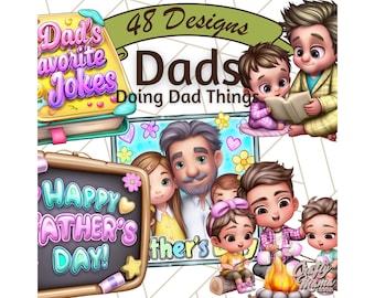 Imágenes prediseñadas PNG de papás divertidos, imágenes prediseñadas de dibujos animados del Día del Padre, ilustraciones de la vida de un papá, imágenes PNG de papás y niños lindos, descarga digital para papás en formato PNG.