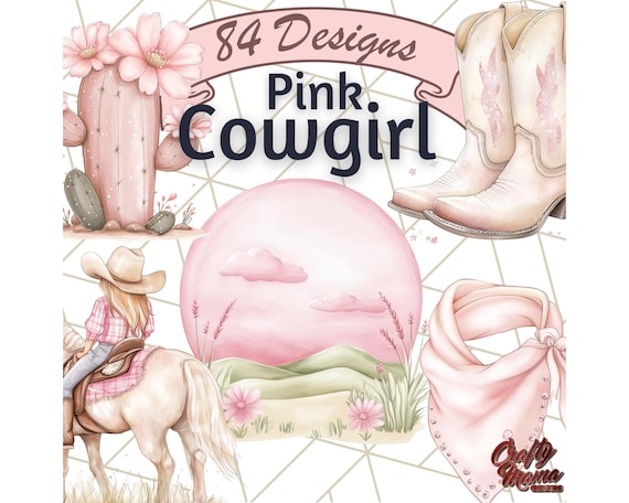 Pink Cowgirl Core Clipart PNG, Western Aesthetic, Disco Cowboy Theme, Rodeo Queen, Yeehaw Party Decor, Country Girl Sublimation Download