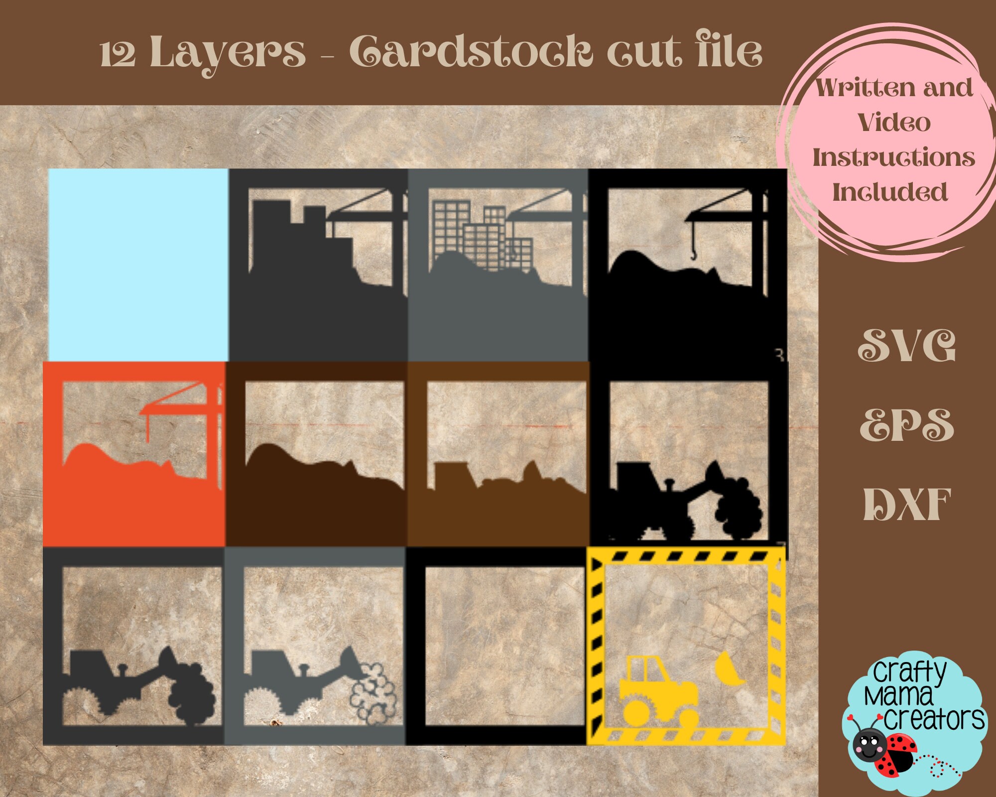 Tractor Shadow Box 3D Construction Site Shadow Box, Tractor Shadow Box SVG, Heavy ...