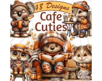 48 Png, Cozy Coffee Shop Clipart, Coffee Lovers Clip Art, Cute Barista PNG, Coffee Mug PNG, Printable Cafe Graphics, Coffee Scrapbooking