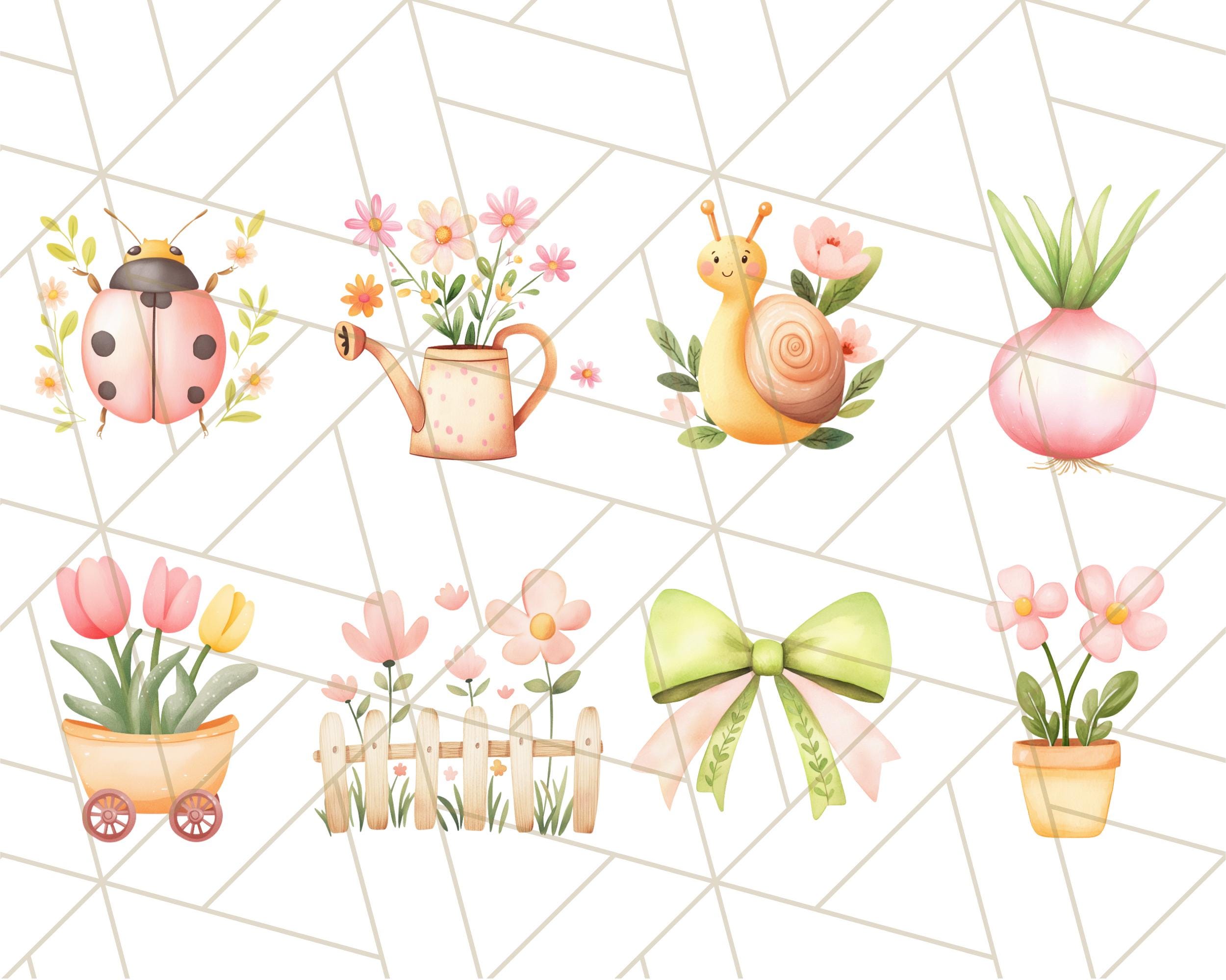 46 Png, Pastel Spring Clipart, Watercolor Butterflies, Garden Floral ...