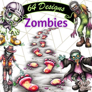 Bold Zombie Clipart PNG, Creepy Zombie Characters Clip Art, Scary Halloween Zombie Illustrations, Horror Halloween PNG Clipart Set