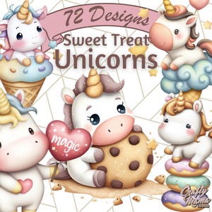 Unicornio dulce PNG, unicornio de postre, cupcakes y dulces, adorable postre de fantasía, unicornio de aperitivo