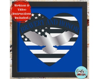3D Police Officer Svg Shadow Box, Thin Blue Line Svg, Police Home Decor Shadowbox Svg, Hero 3D Layered Papercut, Officer SVG File For Cricut