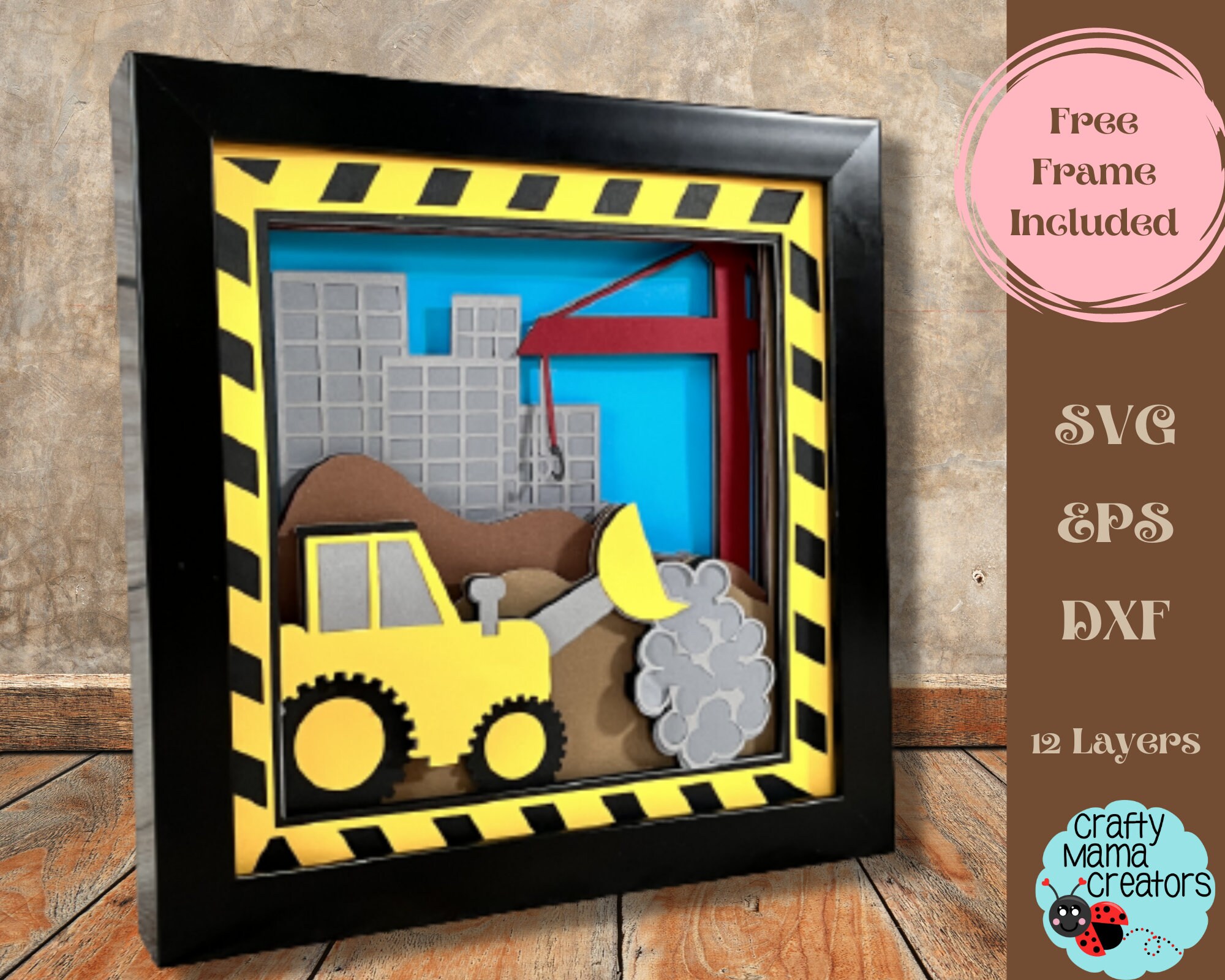 Tractor Shadow Box 3D Construction Site Shadow Box, Tractor Shadow Box SVG, Heavy ...