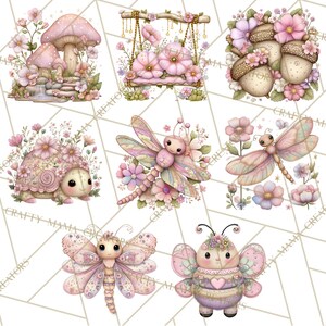 52 Png Magic Garden Bugs Clipart PNG, Pastel Fairy Garden Png, Kawaii Watercolor Bugs, Children’s Illustration, Printable Nursery Art image 8