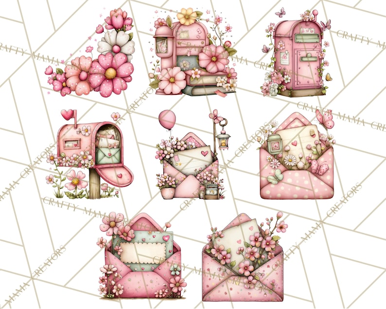Spring Mail Stamp 56 Png Spring Letters Mail Clipart PNG, Floral Envelopes, Spring ...