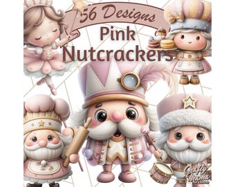 56 Png, Playful Pink Nutcracker PNG, Cute Christmas Clipart, Pastel Nutcracker Clip Art, Ballerina Nutcracker PNG, Printable Holiday Graphic