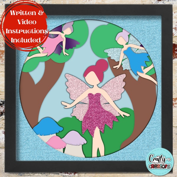 3D Fairy Shadow Box Svg, Spring Fairy Garden Shadowbox Svg, Fairies 3D Layered Papercut, Spring Fairy SVG Files For Cricut With Instructions
