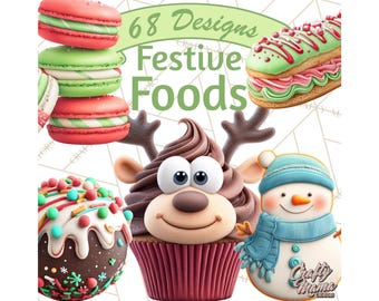 68 Png, Christmas Treats Clipart, Holiday Cookies Cupcakes Cocoa PNG, Gingerbread House Candy Cane Clip Art, Christmas Food Illustration