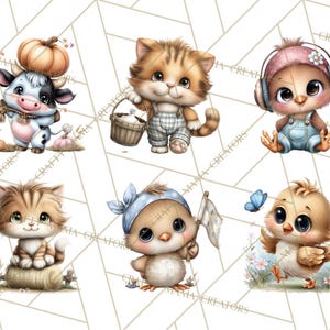 48 Png, Farm Animals Clipart PNG, Cute Cow Pig Sheep Chicken Horse Goat ...