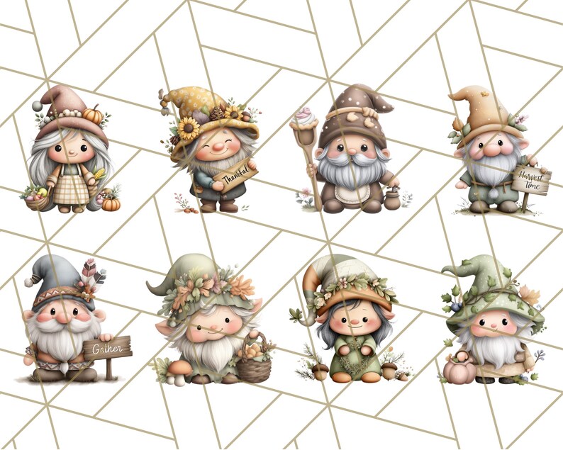 60 Png, Fall Gnome Clipart PNG, Thanksgiving Gnome Art, Cute Autumn ...