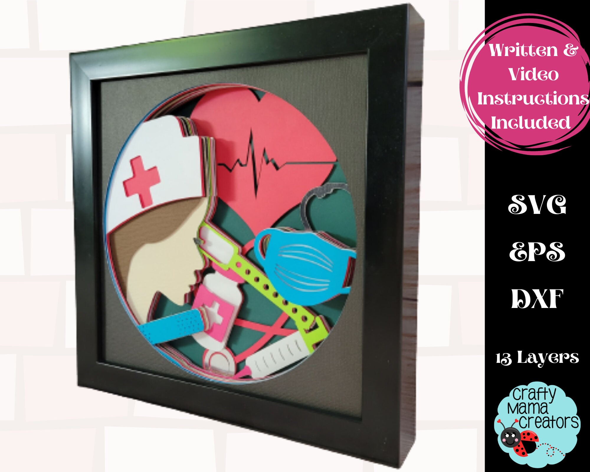 3D Nurse Shadow Box Svg, Nurse Svg Stethoscope Shadowbox Svg, Nursing ...
