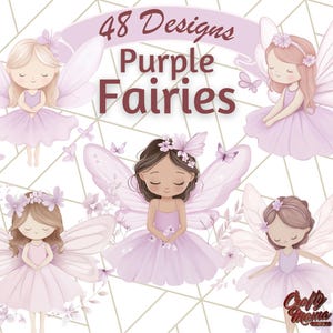 Jardín de hadas morado pastel, PNG de fantasía adorable, hongos mágicos y casas de hadas, arte digital caprichoso, bosque encantado