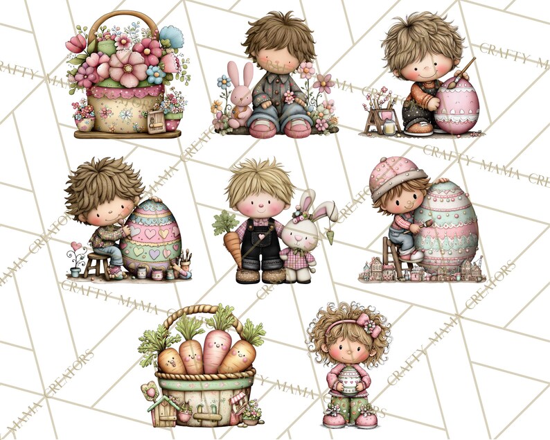 68 Png Adorable Easter Kids Clipart, Playful Children Clip Art PNG ...