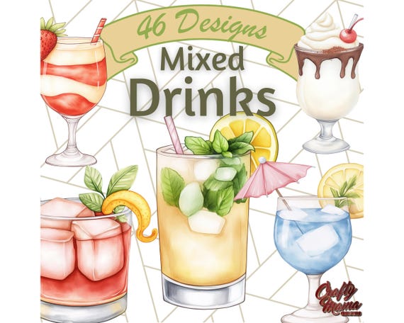 46 Png, Cocktail Clipart PNG, Mixed Drink Illustrations, Margarita, Martini, Whiskey, Tropical Cocktail PNG, Bar Drink Graphics, Digital Art