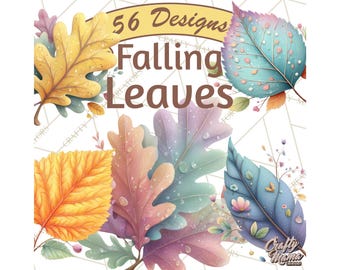 56 Png, Falling Leaves Clipart PNG, Autumn Leaves Clip Art, Rustic Fall Leaf Illustrations, Thanksgiving, Harvest, Seasonal Decor