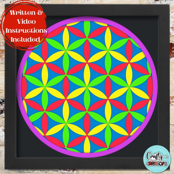 3D Flower Of Life Shadow Box, Sacred Geometry Shadow Box SVG, Layered Papercut, Seed Of Life Files For Cricut with Easy Instructions