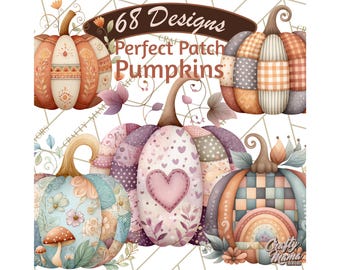 68 Png, Fall Patchwork Pumpkins Clipart, Watercolor Pumpkin PNG, Autumn Patterned Pumpkins, Boho Rustic Fall  Printable Pumpkin Clip Art