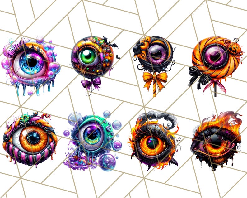 Spooky Halloween Eye PNG Clipart, Cute Eyeballs Clip Art, Glitter ...