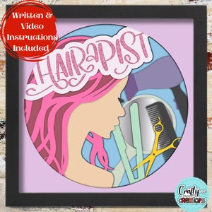 Hair Stylist Svg Shadow Box, 3D Hairstylist Shadow Box Svg, Hair Salon Layered Papercut, Hairdresser Svg Files For Cricut Easy Instructions
