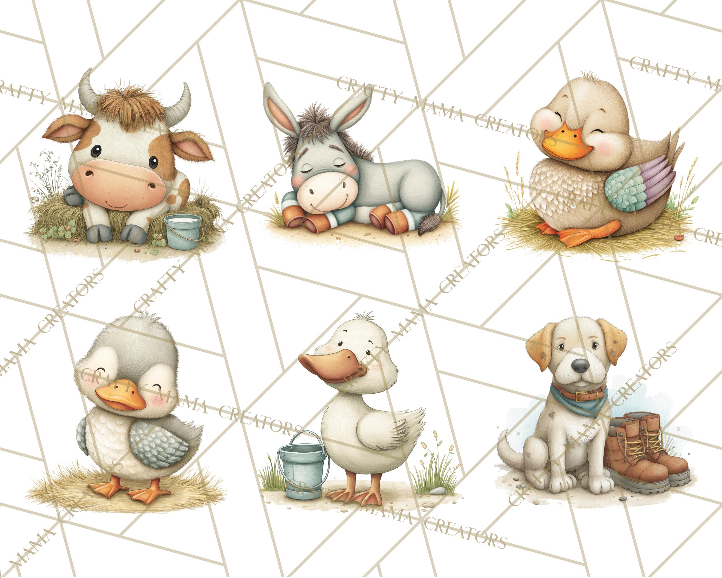 48 Png Farm Animals Clipart PNG, Cow Pig Sheep Horse Chicken Goat Barn ...