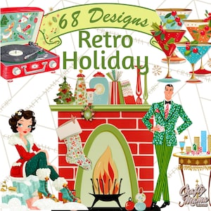 68 Png Midcentury Modern Christmas Clipart PNG, Retro Holiday Clip Art, Vintage Vacation Graphics, Stylized Decor Atomic Starburst Ornaments