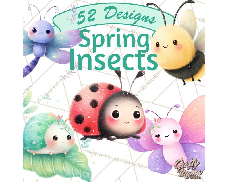 52 Png Spring Insects Clipart PNG, Cute Baby Bugs Watercolor Mini World ...