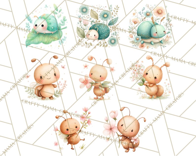 52 Png Spring Insects Clipart PNG, Cute Baby Bugs Watercolor Mini World ...