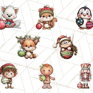 60 Png, Julfigurer på Ornament PNG, Jul Clipart, Söt Jul Clip Art, Festliga Utskrivbara PNGs, Ornament Kul bild 3