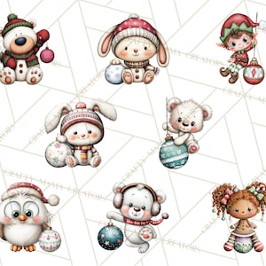 60 Png, Julfigurer på Ornament PNG, Jul Clipart, Söt Jul Clip Art, Festliga Utskrivbara PNGs, Ornament Kul bild 7