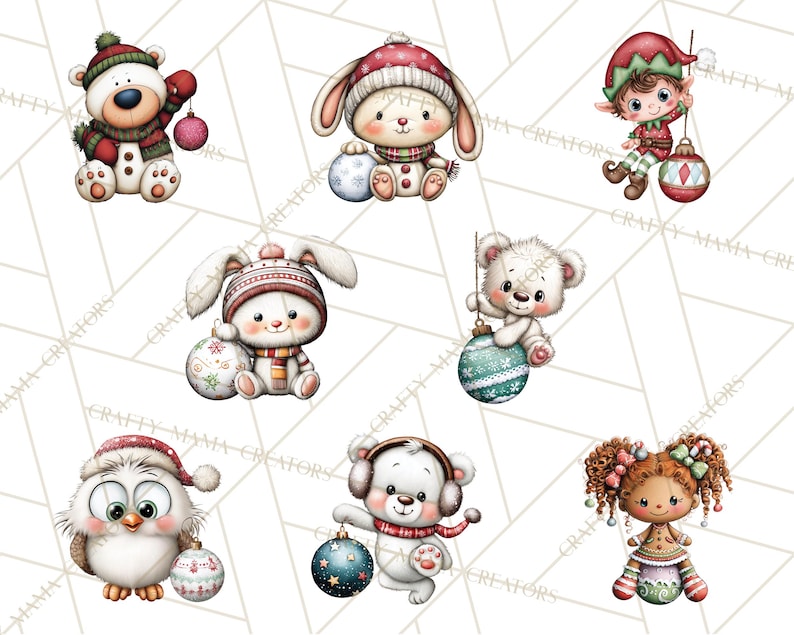 60 Png, Julfigurer på Ornament PNG, Jul Clipart, Söt Jul Clip Art, Festliga Utskrivbara PNGs, Ornament Kul bild 7