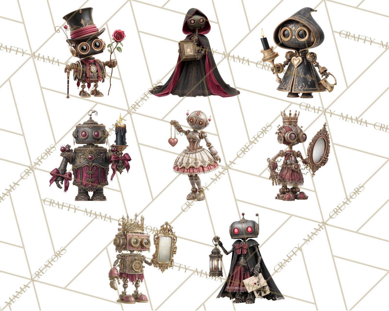 56 Png Gothic Robot Clipart, Victorian Steampunk Clip Art, Dark Romance ...