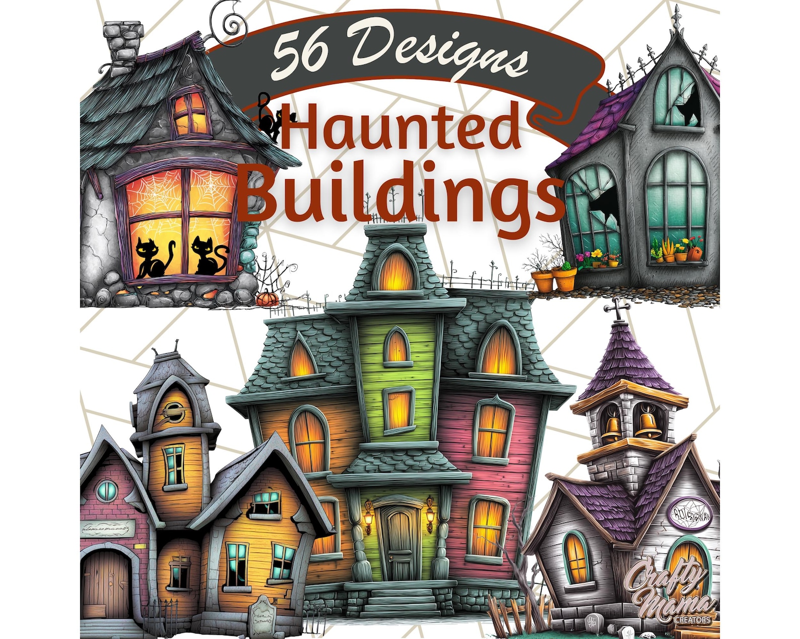 Halloween Buildings Clipart PNG, Spooky Haunted Houses Art, Creepy Old ...