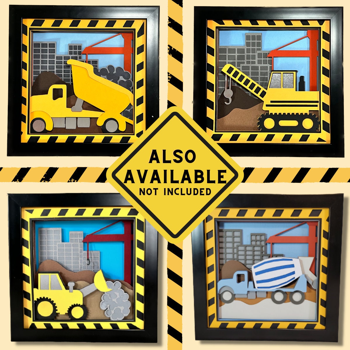 Tractor Shadow Box 3D Construction Site Shadow Box, Tractor Shadow Box SVG, Heavy ...