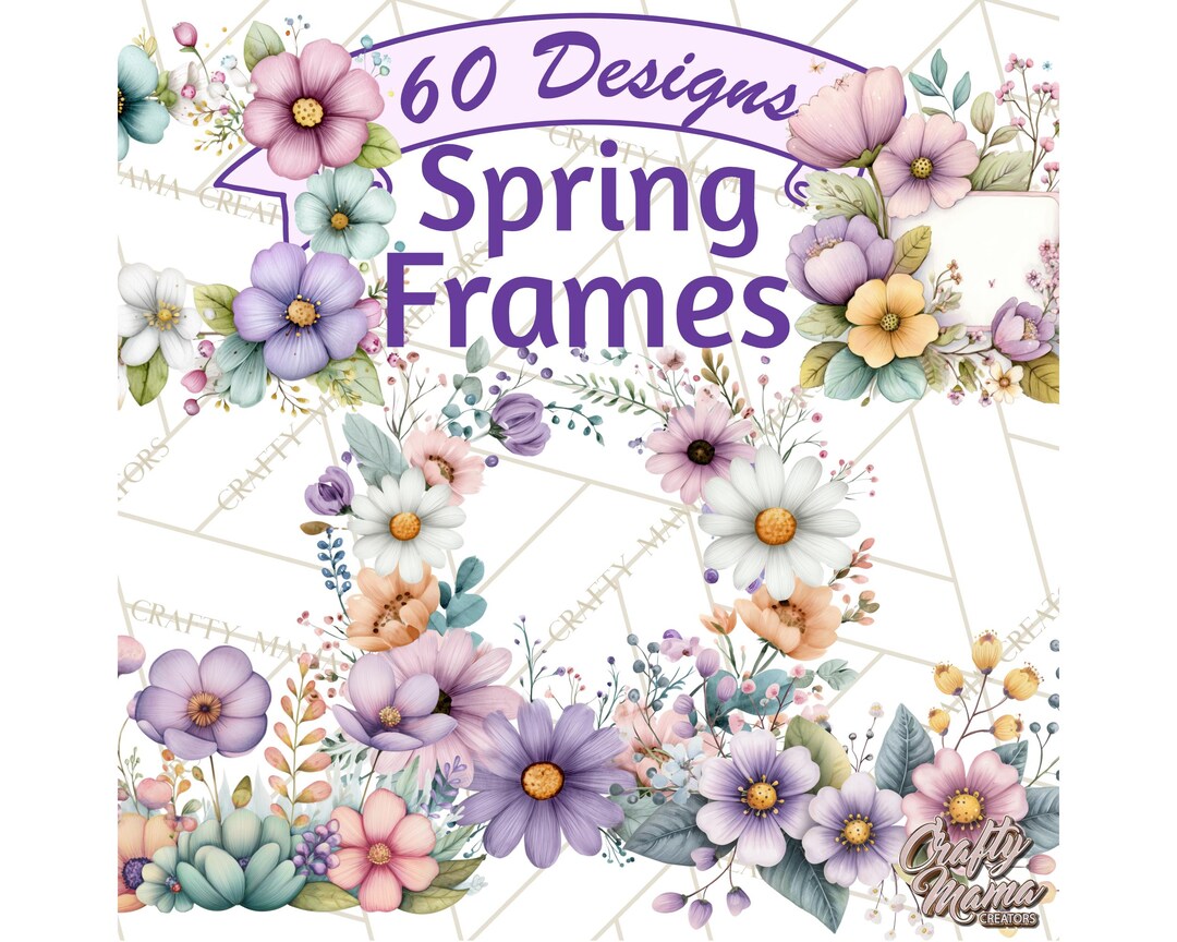 60 Png Spring Frames and Borders Clipart, Floral Frame PNG, Spring ...