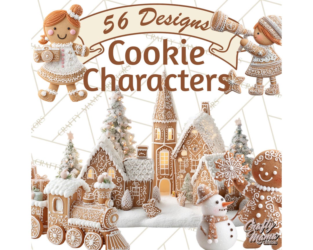 56 Png, Gingerbread People Clipart, Cute Cartoon Holiday PNG, Festive ...